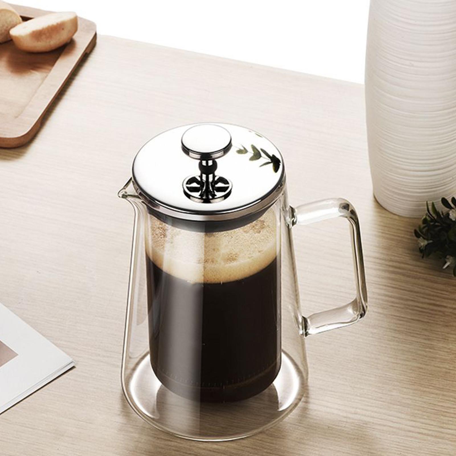 French Press Glass - 커피 프레스 유리 스테인리스 이중벽 단열