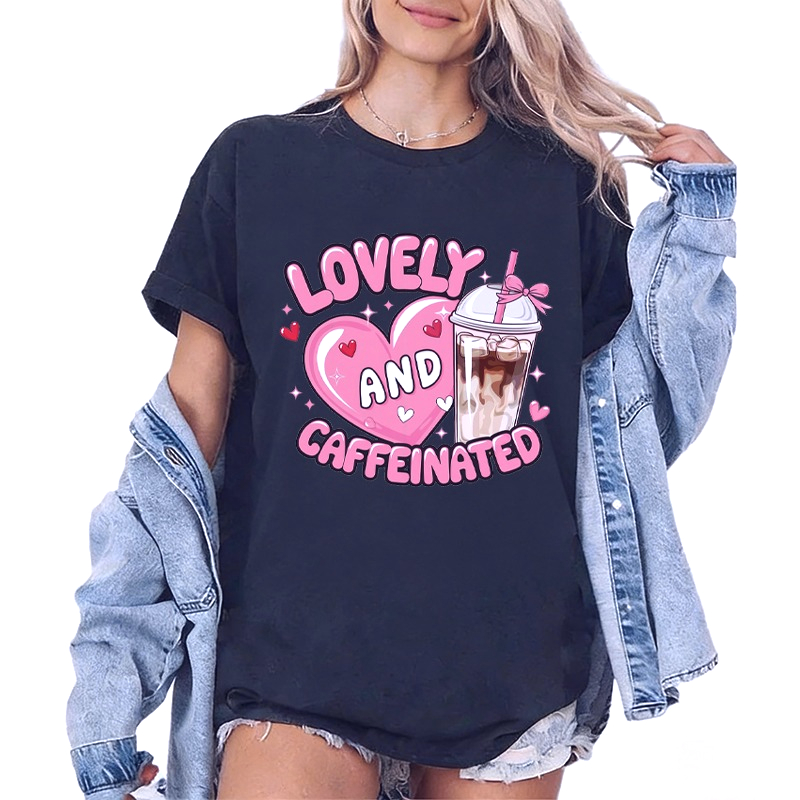 재미있는 커피 밀크티 셔츠 사랑스럽고 카페인 함유 패턴 - Coffee Tea Love 리뷰 및 가격