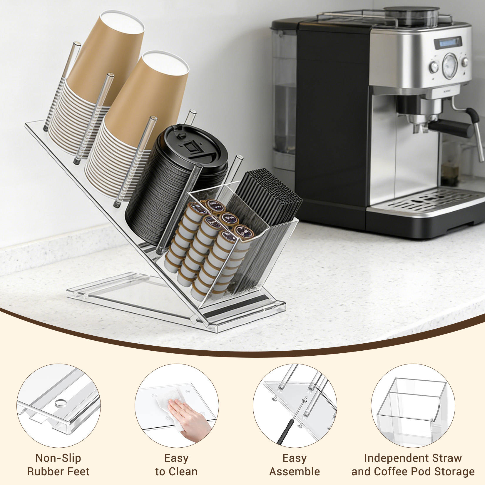 아크릴 커피 컵 홀더 조절 가능한 일회용 컵 정리함 - - Coffee Tea Holder 리뷰 및 가격