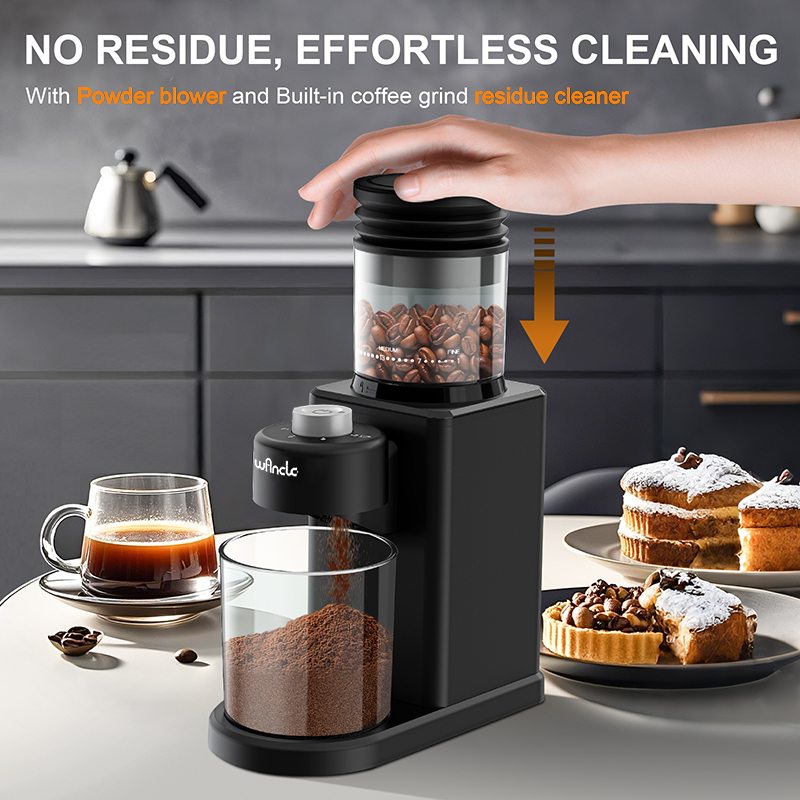 커피 그라인더 자동 전기 원추형 그라인더 (파우더 블로 - French Press Glass 리뷰 및 가격