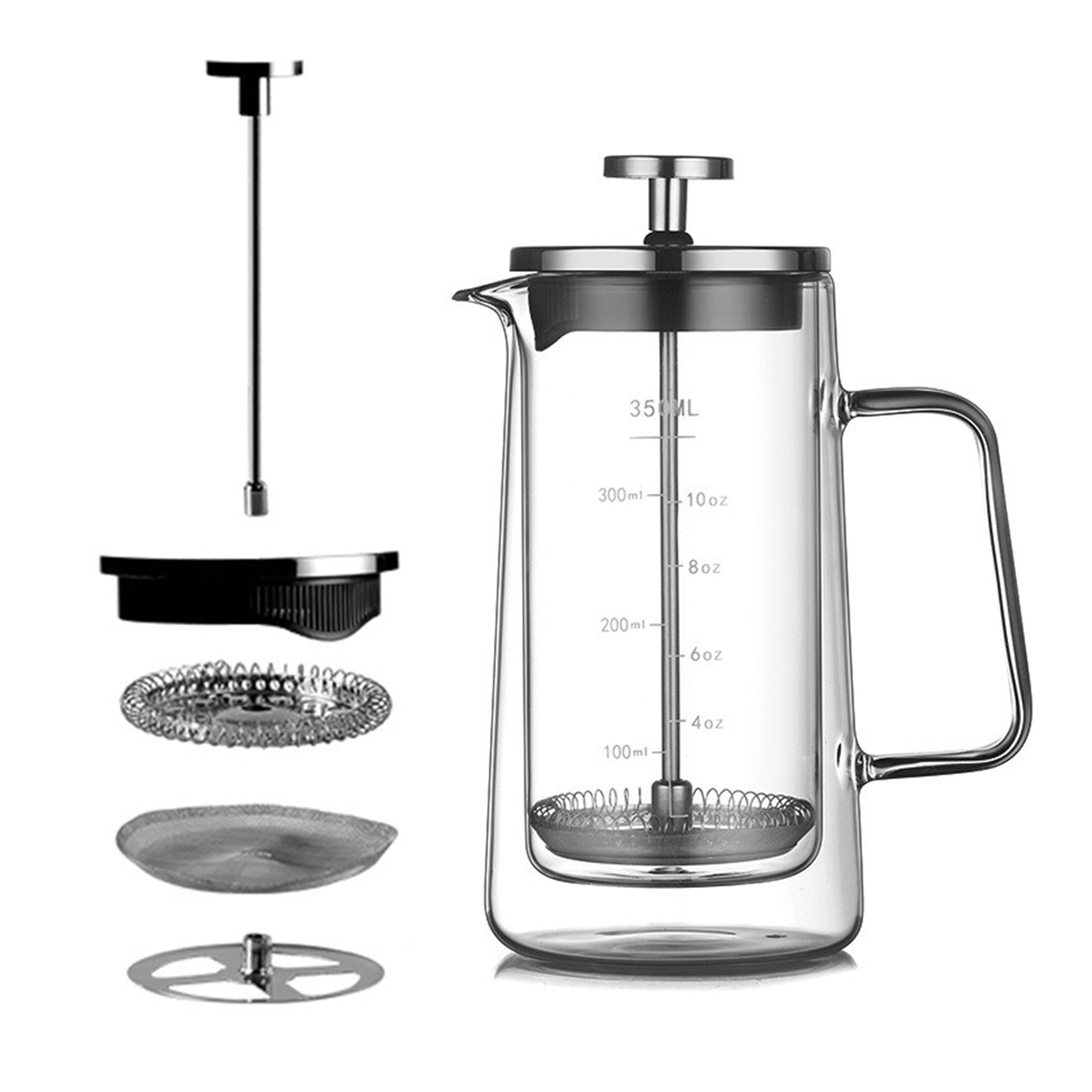 더블 레이어 프렌치 프레스 포트 고보로실리케이트 차 커 - French Press Glass 리뷰 및 가격