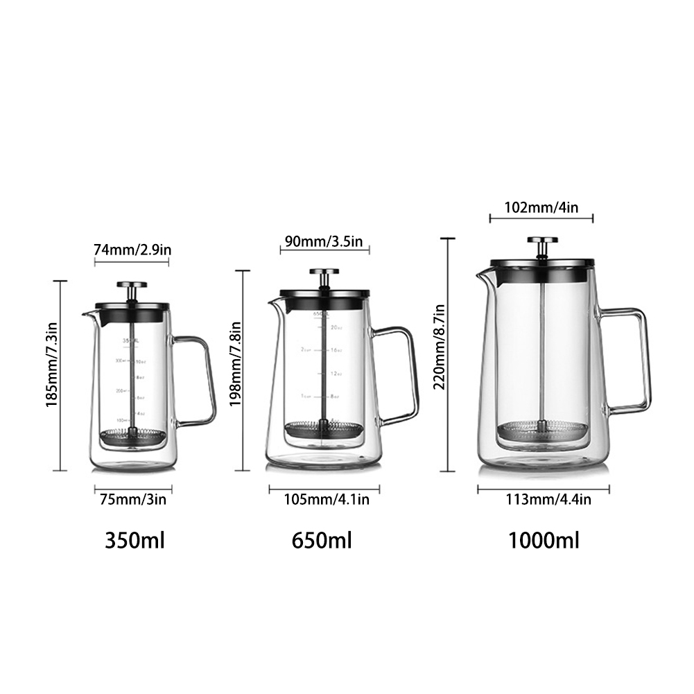 더블 레이어 프렌치 프레스 포트 고보로실리케이트 차 커 - French Press Glass 리뷰 및 가격