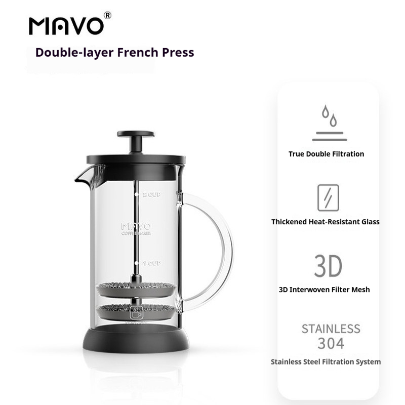 MAVO 프렌치 프레스 커피 메이커 이중 메쉬 필터 2 - French Press Glass 리뷰 및 가격