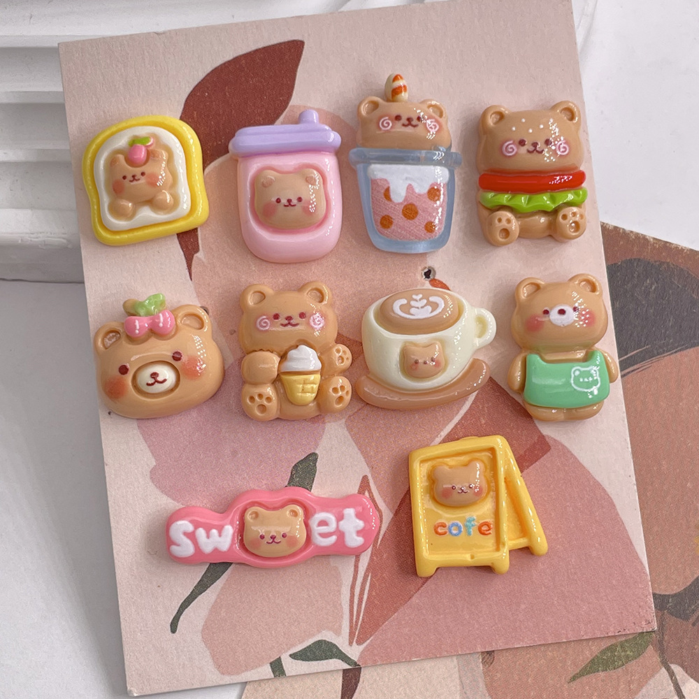 10pcs Kawaii 만화 우유 차 커피 케이크 곰  - Coffee Tea Love 리뷰 및 가격