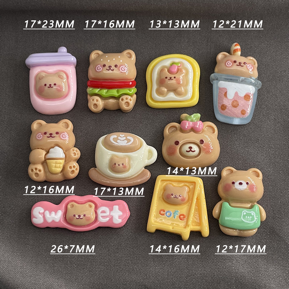 10pcs Kawaii 만화 우유 차 커피 케이크 곰  - Coffee Tea Love 리뷰 및 가격