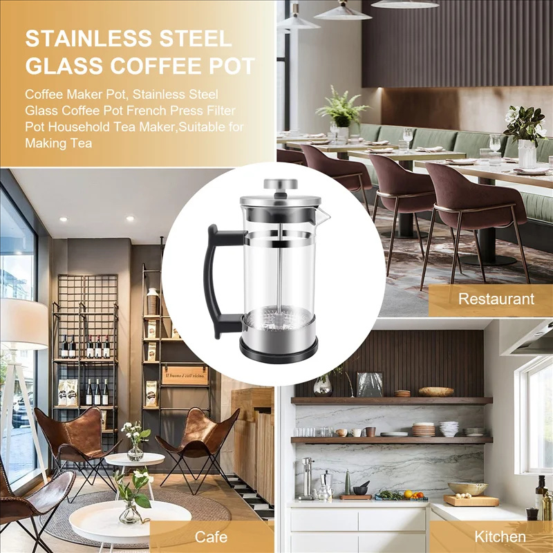 필터가 있는 커피 프렌치 프레스 포트, 고붕규산 유리  - French Press Glass 리뷰 및 가격
