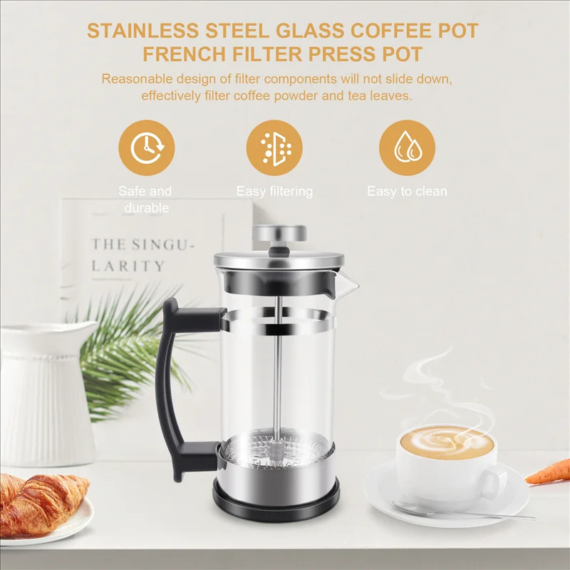 필터가 있는 커피 프렌치 프레스 포트, 고붕규산 유리  - French Press Glass 리뷰 및 가격